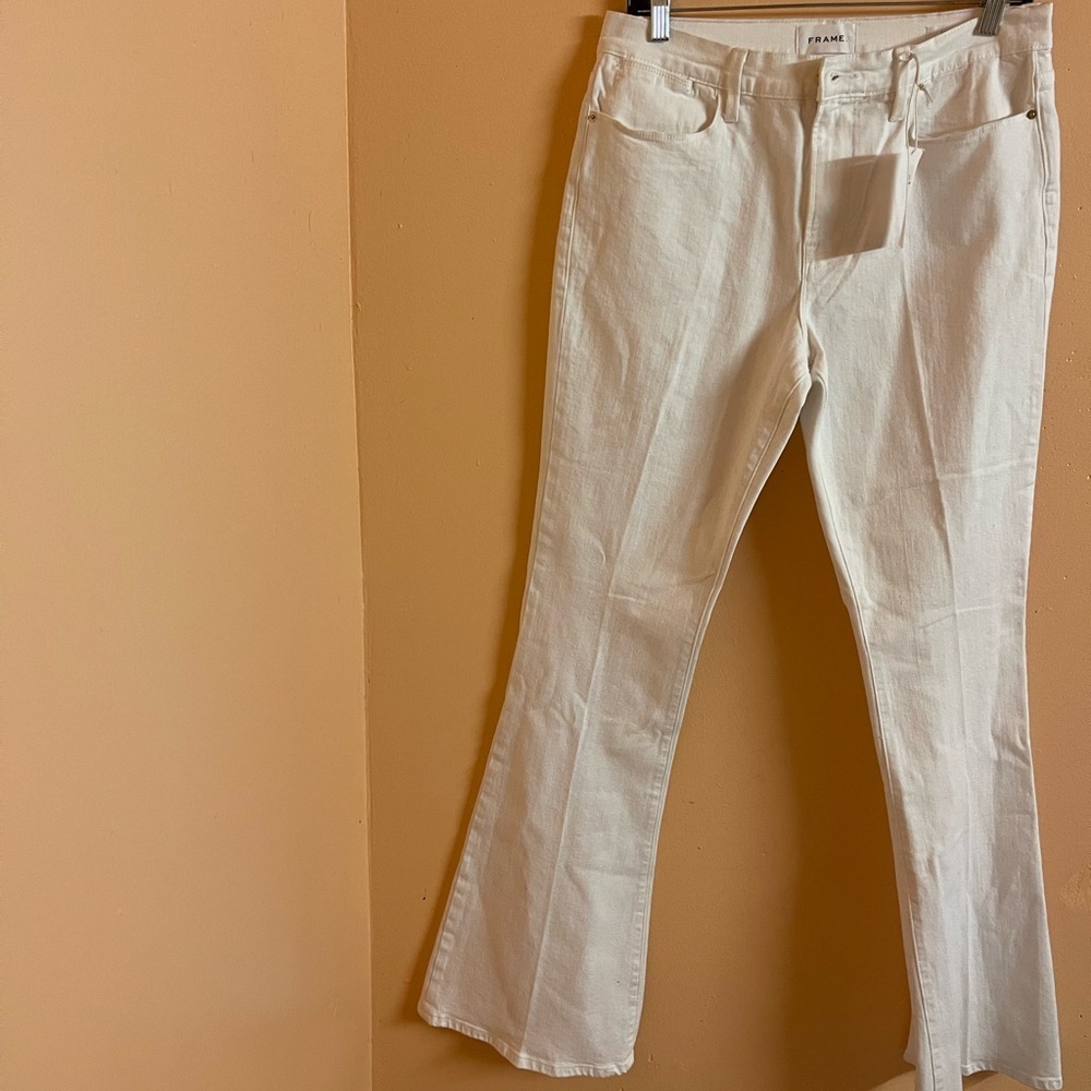 Frame Denim Le High Flare White Size 32 Wide Leg